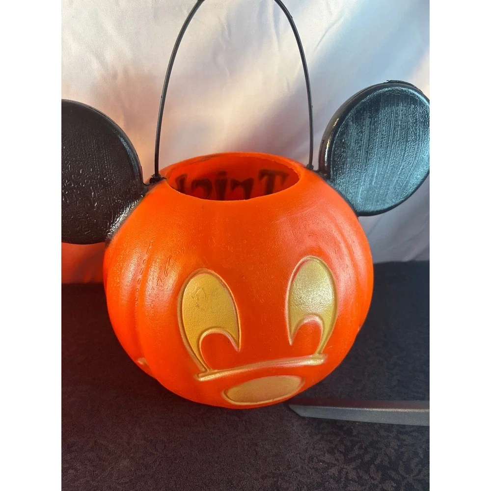 Disney Mickey Mouse Pumpkin Trick or‎ Treat Set of 2 Orange Halloween Pails